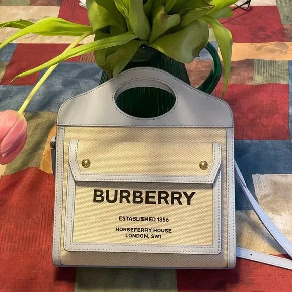 Burberry Mini Two-tone Canvas and Leather Pocket Bag - Picture 1 of 7